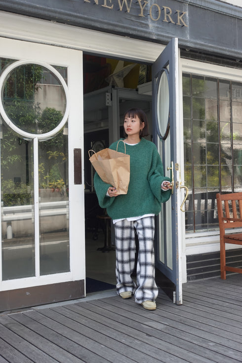 起毛チェックラフパンツ